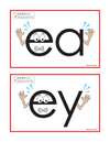 Two educational posters with letters 'ea' and 'ey' on a white background.
